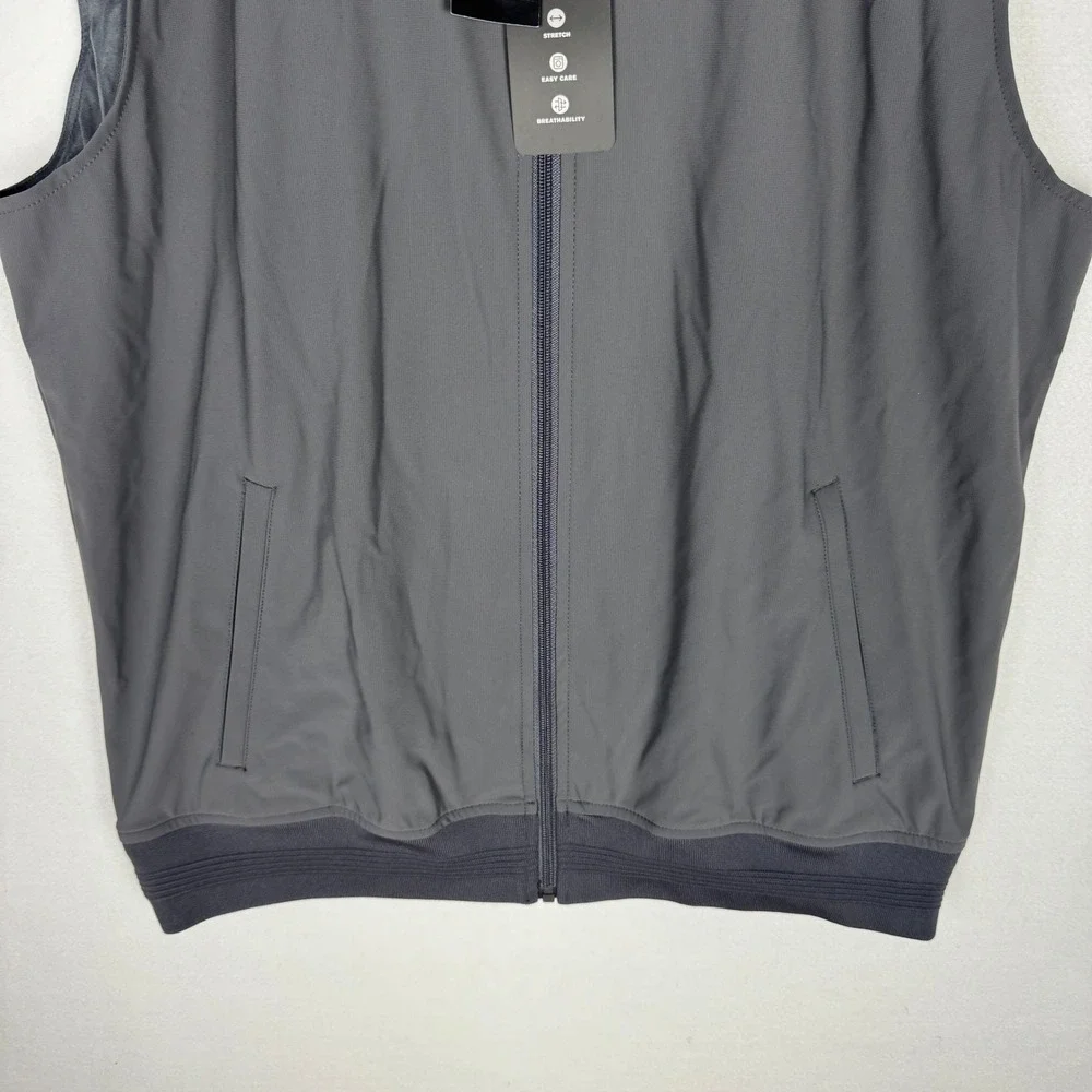 Alfani Alfatech Bomber Vest‎ Mens M Ebony Grey Full Zip Stretch 100187752MN